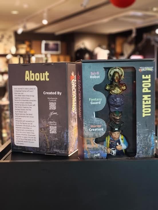 The packaging on display in the Wētā Workshop Unleashed gift store